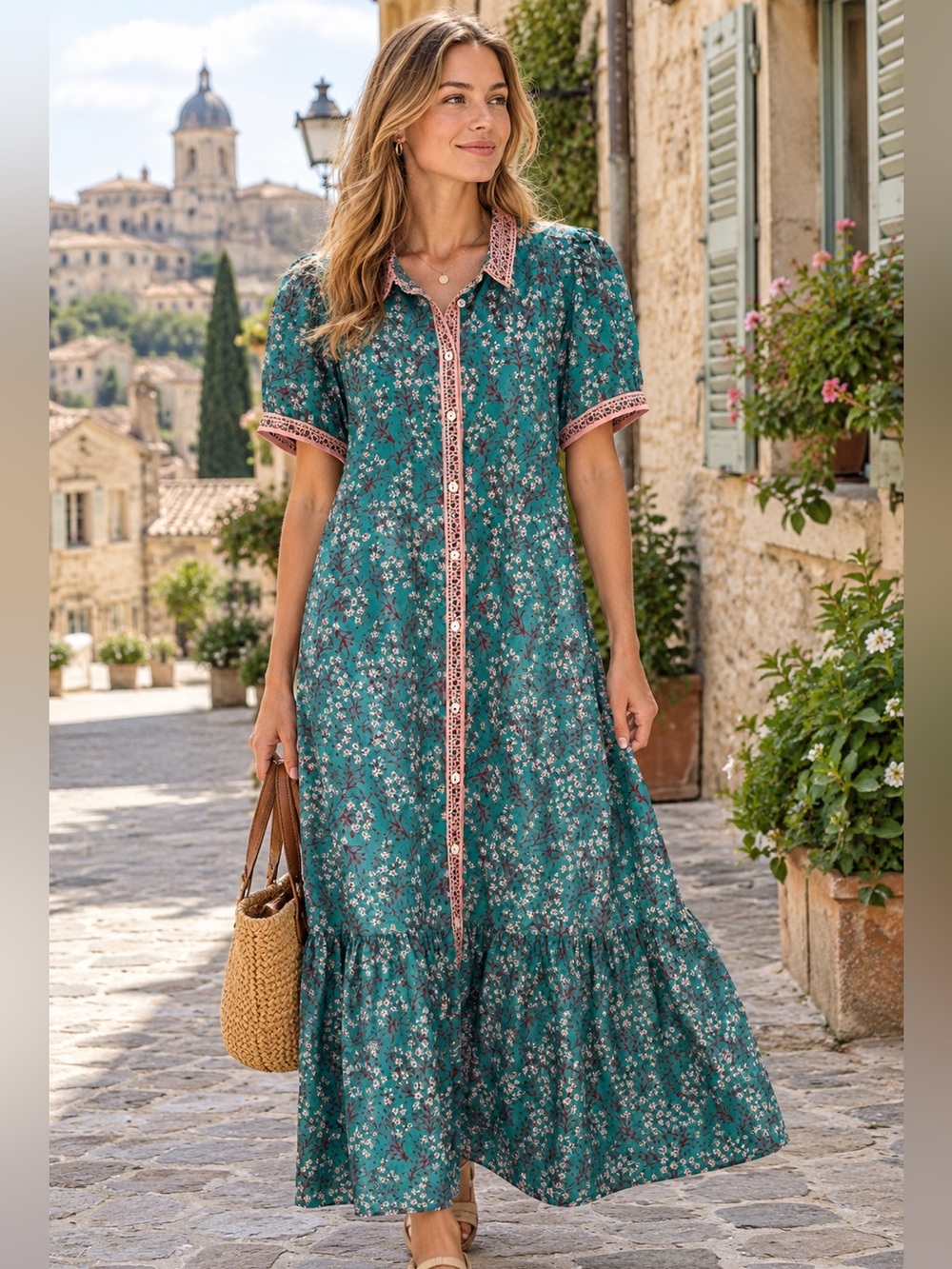 Wrap London New (without tags) 100% Cotton Floral Maxi Dress Sz XL - Picture 1 of 8
